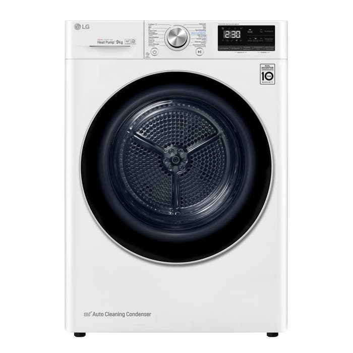 LG - Warmtepompdroger 9kg A+++ WiFi EcoHybrid AutoClean AntiKreuk GlassDoor