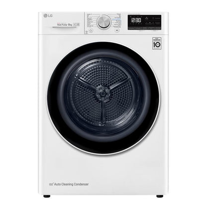 LG - Warmtepompdroger 8kg A+++ WiFi EcoHybrid AutoClean AntiKreuk GlassDoor