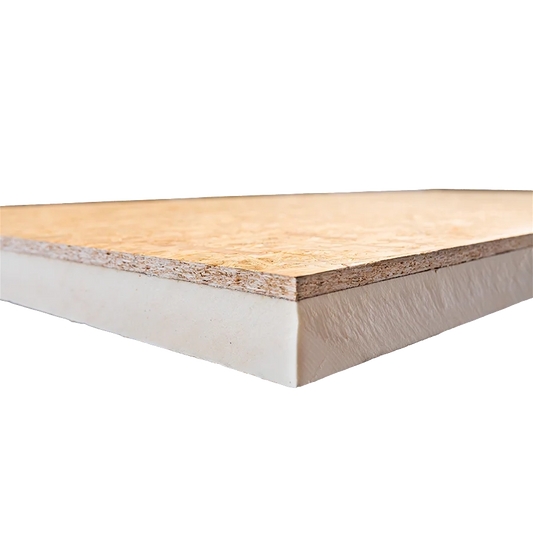 PIR+OSB 1200x600x100mm+9mm Rd:4,54 (=0,72m²): Isolatieplaat met OSB, afmetingen 1200x600x100mm, OSB-dikte 9mm, Rd-waarde van 4,54, geschikt voor 0,72m².