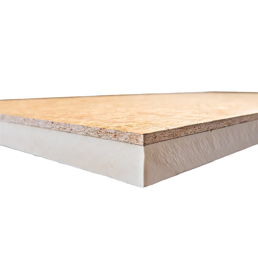 PIR+OSB 1200x600x81mm+9mm Rd:3,68 (=0,72m²): Isolatieplaat met OSB, afmetingen 1200x600x81mm, OSB-dikte 9mm, Rd-waarde van 3,68, geschikt voor 0,72 m².