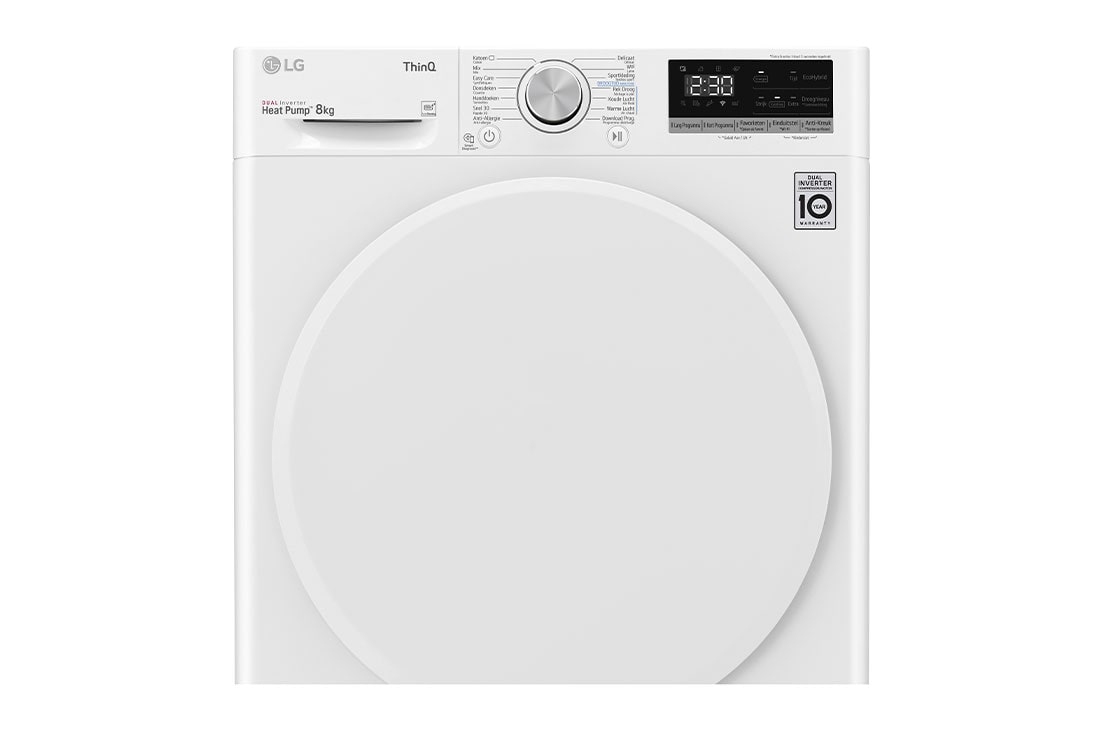 LG - Warmtepompdroger 8kg A++ WiFi EcoHybrid AutoClean AntiKreuk