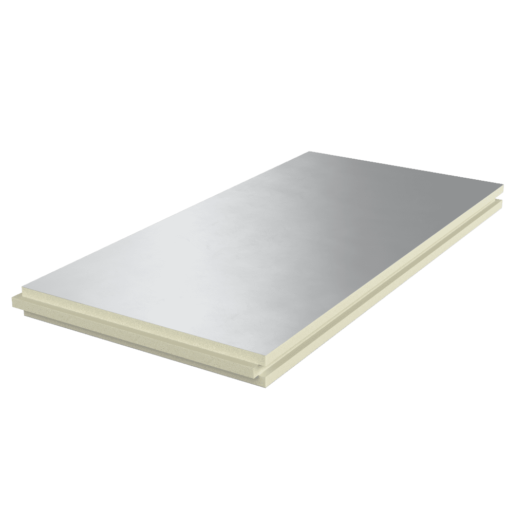 PIR Spouwplaat 1200x600x100mm Rd:4.50 5pl/pak (=3,60 m²): PIR isolatieplaat met afmetingen 1200x600x100mm, Rd-waarde van 4.50, 5 platen per pak, totale dekking van 3,60 m².