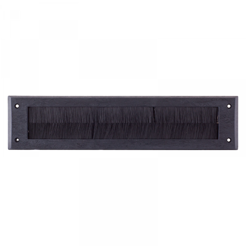 Black letterbox brush with flap 340x80mm