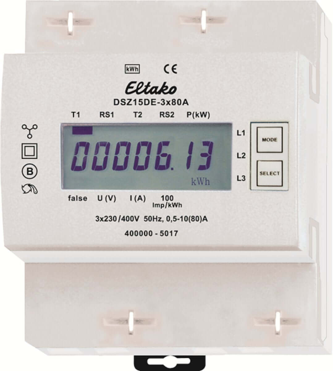 3F DIN-RAIL KWH METER 3X80A